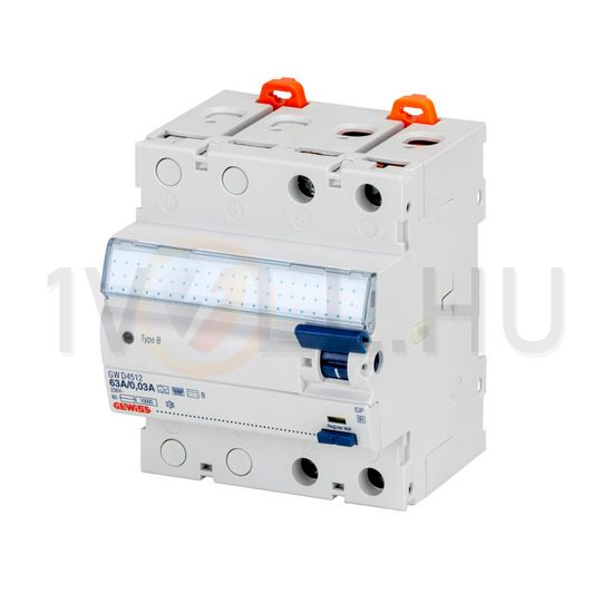 Áram-védőkapcsoló (Fi-relé) analóg 2P 63A 30mA B-típus 10kA 90RCD IDP GEWISS - GWD4512