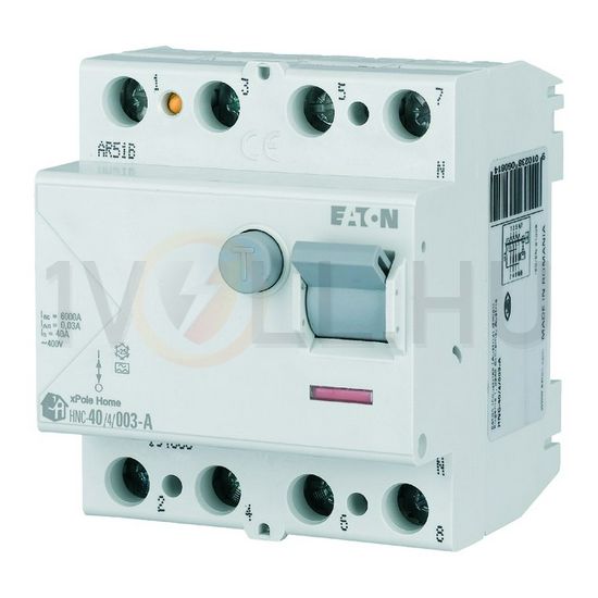 Áram-védőkapcsoló (Fi-relé) analóg 4P 40A 30mA AC-típus 6kA HNC-40/4/003 xPole Home EATON - 194694