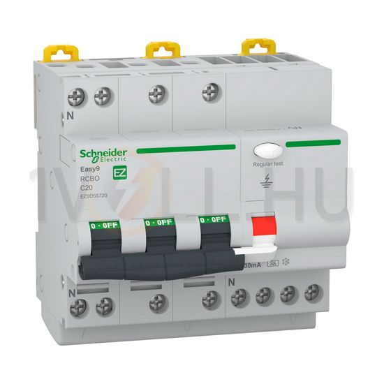 Áramvédő(FI)-kismegszakító 3P+N 20A C-jelleg 0.03A A-típus 4.5kA/61009-1 Easy9 Pro Schneider - EZ9D55720