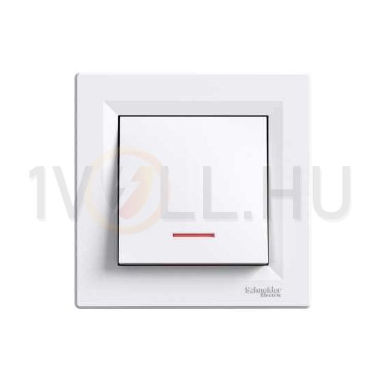 Asfora 101 1P kapcsoló +jelzőfény betét közp. fedéllel fehér süllyesztett IP20 1- Schneider - EPH1400121