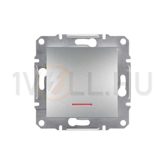 Asfora 101 1P kapcsoló +jelzőfény betét közp. fedéllel alumínium süllyesztett csavaros Schneider - EPH1430361