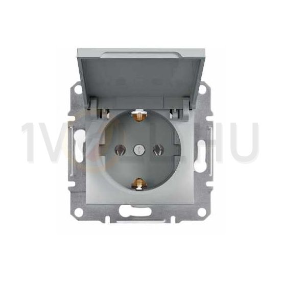 Asfora 162 dugalj földelt csapófedéllel alumínium IP20 süllyesztett Schneider - EPH3100161