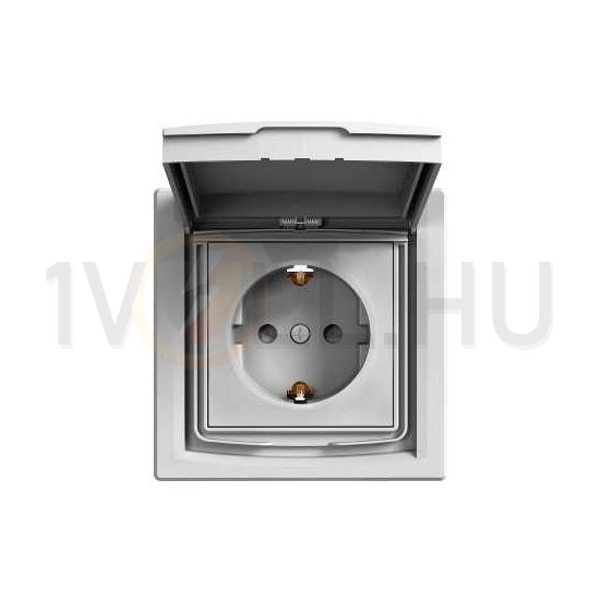 Asfora 162 dugalj földelt csapófedéllel gyerekzárral alumínium IP44 süllyesztett Schneider - EPH3100361