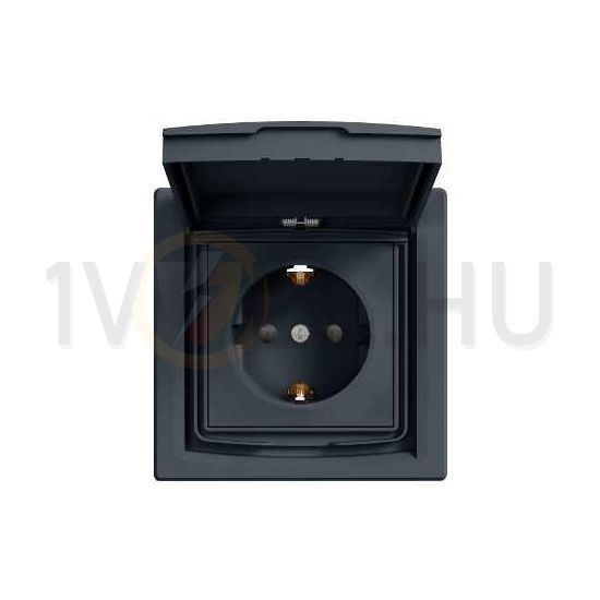 Asfora 162 dugalj földelt csapófedéllel gyerekzárral antracit IP44 süllyesztett Schneider - EPH3100371
