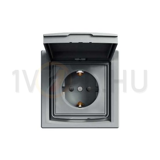 Asfora 162 dugalj földelt csapófedéllel gyerekzárral nemesacél IP44 süllyesztett Schneider - EPH3100362