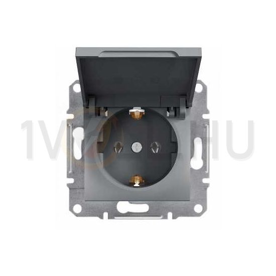 Asfora 162 dugalj földelt csapófedéllel nemesacél IP20 süllyesztett Schneider - EPH3100162