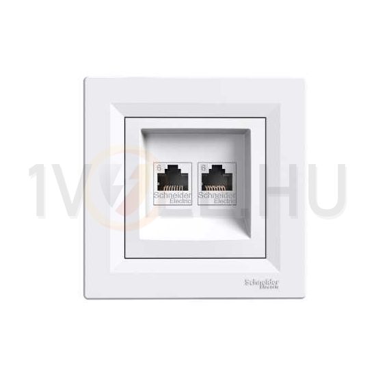 Asfora adatcsatlakozó dugalj UTP 2xRJ45 8(8) Cat6 süllyesztett fehér Schneider - EPH4800121