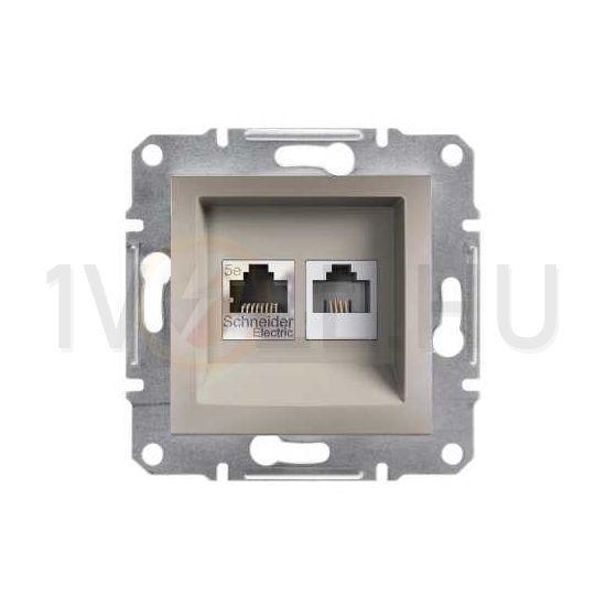 Asfora adatcsatlakozó dugalj UTP RJ45 8(8) Cat5E + RJ12 Cat5e süllyesztett bronz Schneider - EPH4900169