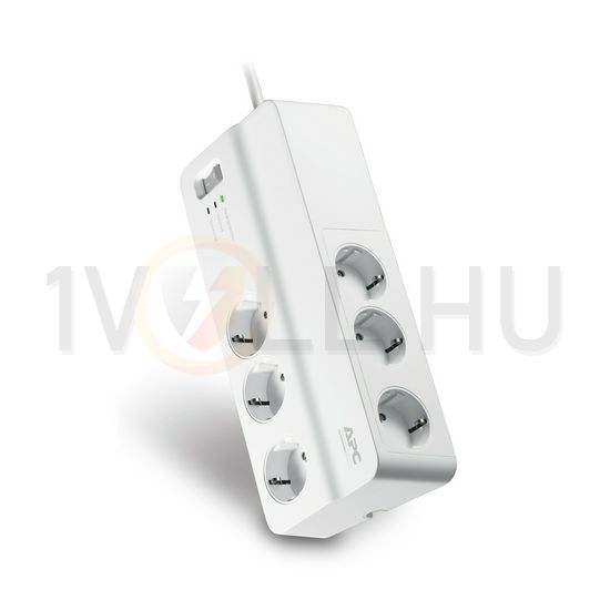 Asztali elosztósor 2300W 2m túlfeszvédett 6x2P+E/230V 10A fehér Schneider - PM6-GR