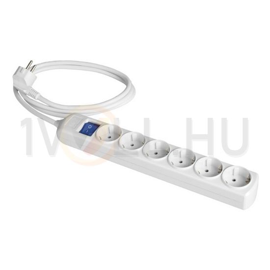 Asztali elosztósor 3680W 1.5mm2/ 3m 6x2P+F/230V 16A kapcsolós fehér IP20 SOLERA - 8036IL