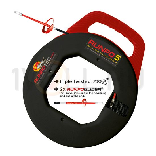 Behúzószál Runpogleiter fejjel 5.3mm/ 30m védőcső-hoz RUNPO 5 RUNPOTEC - 10014