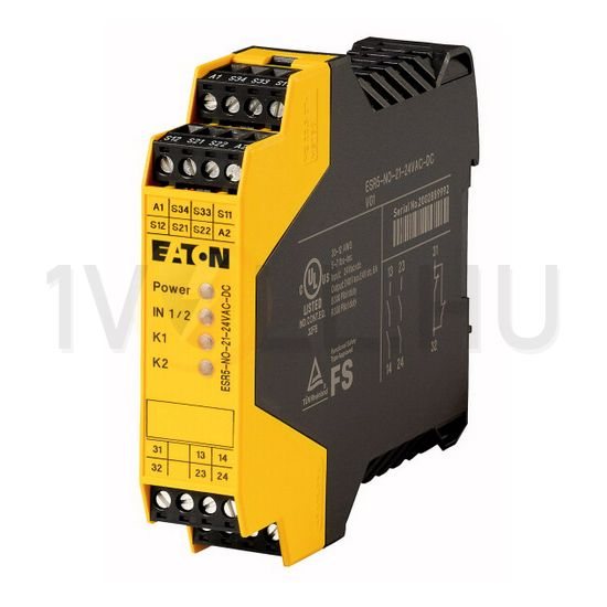 Biztonsági relé vészleállító alap 0-26.4VAC csavaros 4/EN954-1 ESR5-NO-21-24VAC-DC EATON - 118700