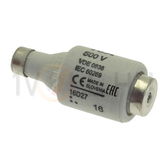 DOLII biztosítóbetét Bussmann DII 16A lomha (T)-jelleggörbe 500V szürke-színkód EATON - 16D27