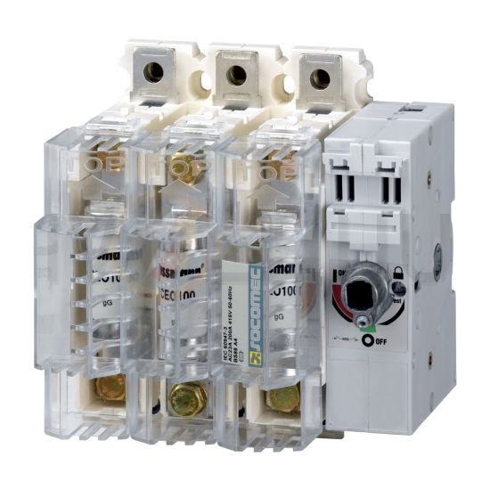 Biztosítós szakaszolókapcsoló NH1 3-pólus 250A 690V ráépíthető IP2X Fuserbloc SOCOMEC - 38313024