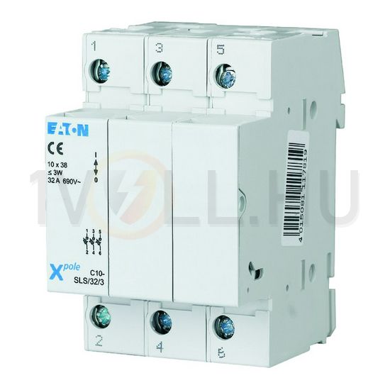 Biztosítós szakaszolókapcsoló sorolható 10x38 kompakt C1-C3 forma 3-pólus 32A C10-SLS/32/3 EATON - 112223