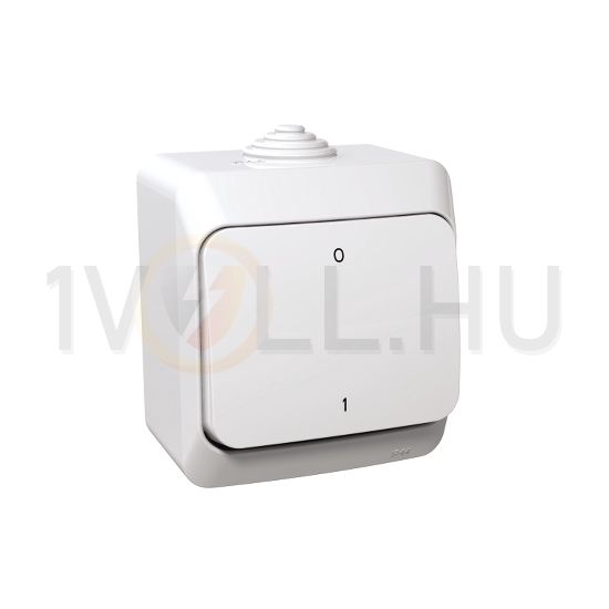 CedarPlus 102 2P kapcsoló betét komplett házban fehér falonkívüli IP44 billentyű/gomb Schneider - WDE000520