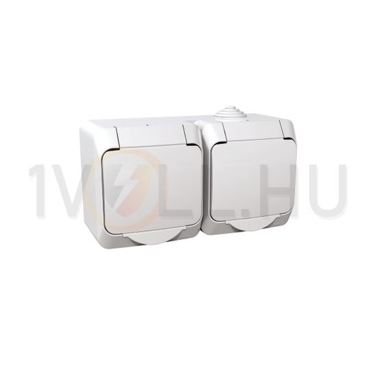 CedarPlus 162/2 dugalj földelt gyerekzárral fehér IP44 falonkívüli Schneider - WDE000523