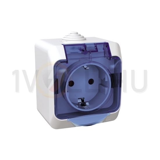 CedarPlus 162 dugalj földelt csapófedéllel gyerekzárral fehér IP44 falonkívüli Schneider - WDE000543