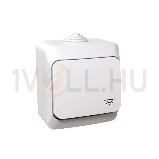 CedarPlus N101 nyomó betét komplett házban 1- billentyűs 1z fehér lámpa IP44 műanyag Schneider - WDE000513