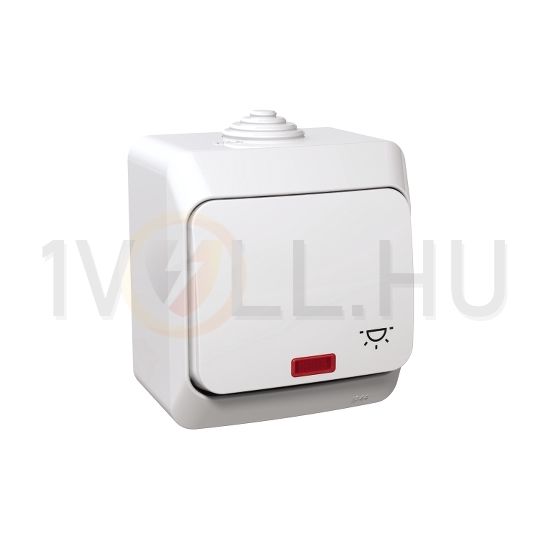CedarPlus N101 nyomó betét komplett házban 1- billentyűs 1z fehér lámpa IP44 jelzőfény Schneider - WDE000516