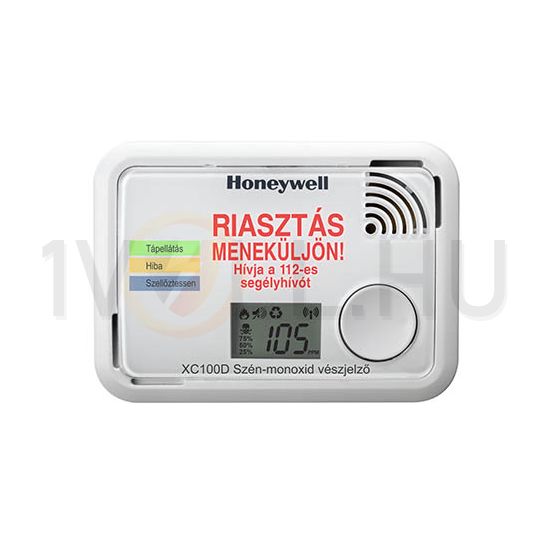 CO (szénmonoxid)-érzékelő/riasztó vezetéknélküli elemes 10év élettartam 90dB(A) fehér HONEYWELL - XC100D