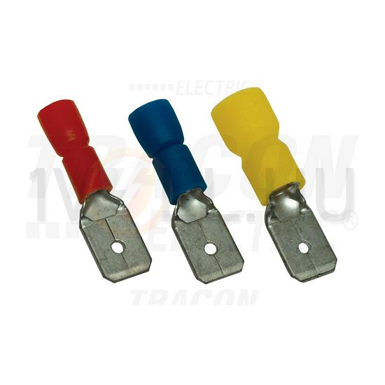 Csúszósaru 19,2mm dugó részlegesen szigetelt 17.5A piros lapos 4,8x0,5 mm réz 0,75-1,5mm2 TRACON - PCS5