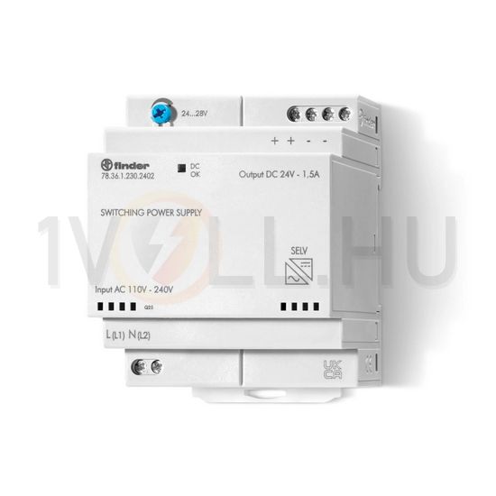 DC tápegység 1.5A/ 24V-DC-ki 36W 4M 78.36.1.230.2402 FINDER - 783612302402