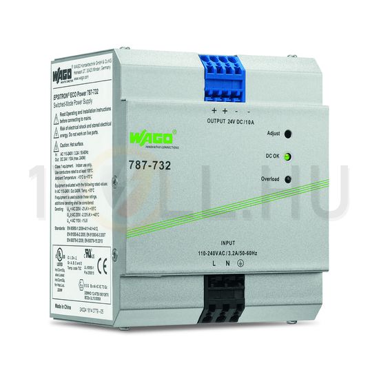 DC tápegység 85-264VAC-be 130-373VDC-be 22-28VDC-ki 10A-ki stabilizált 6M WAGO - 787-732