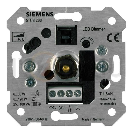 Delta fényerőszabályzó betét forgató-/nyomógomb 6.0-120.0VA induktív-terhelés 5TC SIEMENS - 5TC8263