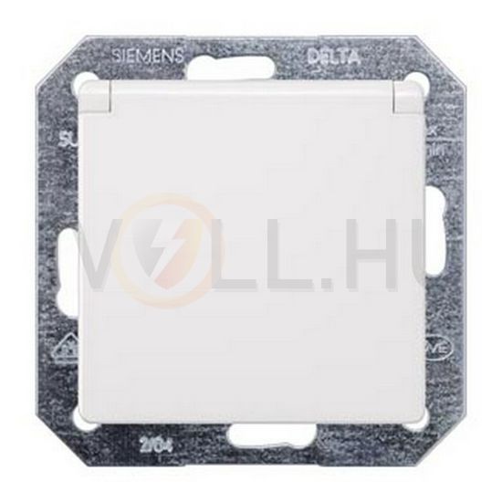 Delta I-System 162 dugalj titánfehér földelt csapófedéllel fehér IP20 süllyesztett rugós SIEMENS - 5UB1917