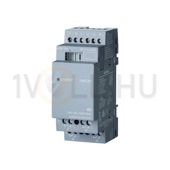 Digitális be- és kimeneti modul DM8 4DI 4DO relé 20.4-26.4V/AC 20.4-28.8V/DC LOGO! SIEMENS - 6ED1055-1HB00-0BA2