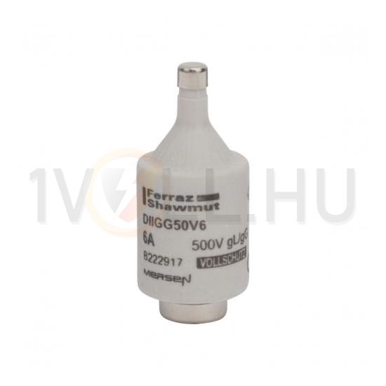 DOLII biztosítóbetét DII 6A gL/gG lomha (T)-jelleggörbe 500V zöld-színkód DIIGG50V6 MERSEN - B222917M (028201)