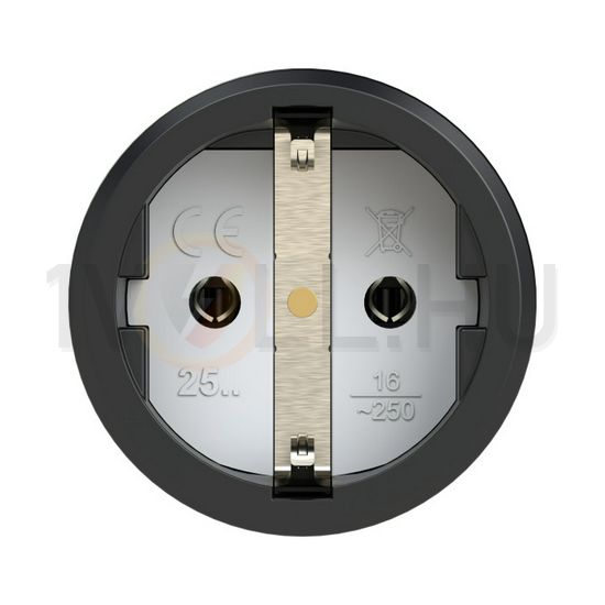 Dugalj lengő 2P+E fekete gyűrűvel fedeles 16A 230V egyenes fekete gumi csavaros IP54 Taurus2 PCE - 2511-ss