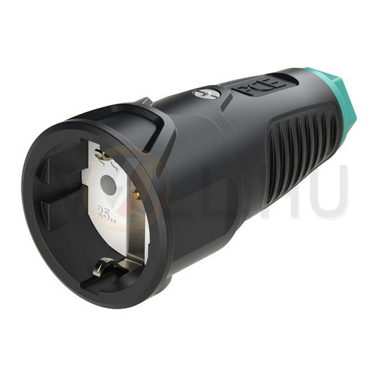 Dugalj lengő 2P+E MILEzöld gyűrűvel 16A 230V egyenes fekete gumi csavaros IP20 Taurus2 PCE - 2510-ssu