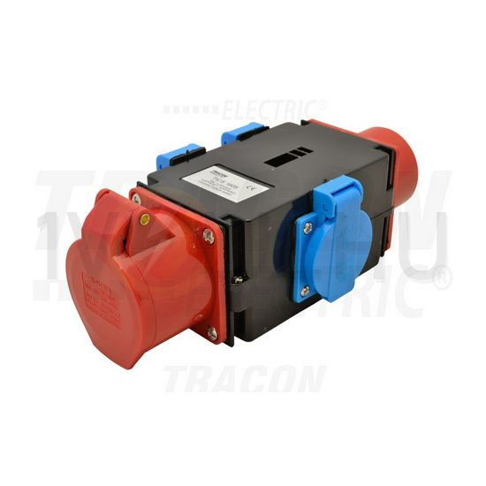Dugaszoló adapter/elosztó 16A/400V 1x16A5P400V 3x2P+F/230V műanyag fali IP44 fehér TRACON - TICS-1605
