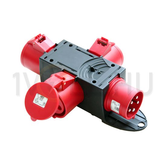 Dugaszoló elosztóadapter 32A/400V 3x32A5P400V műanyag hordozható IP44 PCE - 9437413