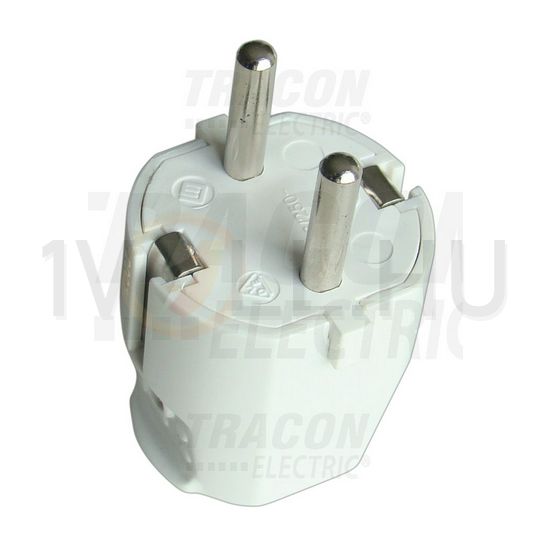 Dugvilla 2P+F 16A egyenes 250V fehér műanyag csavaros IP20 TRACON - TCSD