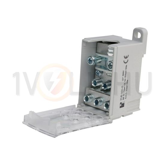 Elosztóblokk 160A 1x16-70+6x2,5-35mm2 szürke 1P csavaros kalapsínre PVB 160-6 Pollmann - 2080720