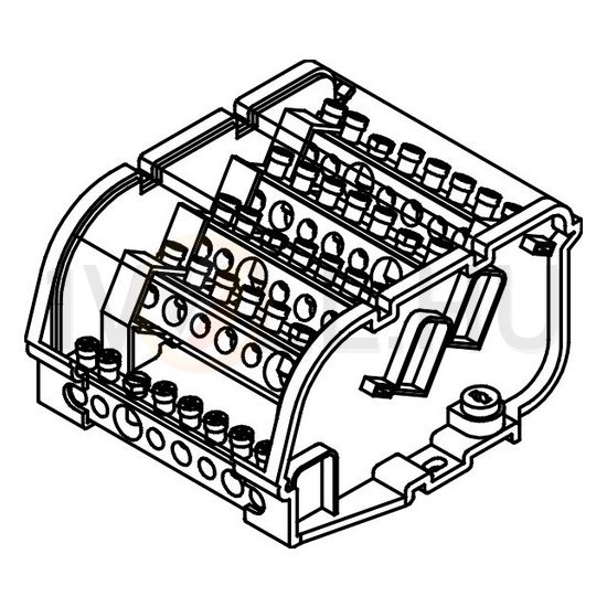 Elosztóblokk 160A 5x16+1x25+1x35+1x50mm2 4P csavaros kalapsínre BD16084 Pollmann - 2021111