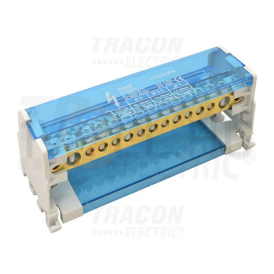 Elosztóblokk moduláris 100A nyitható fedéllel 2x25+7x16+6x10mm2 2P 25mm2/ TRACON - FLSO25-2P15