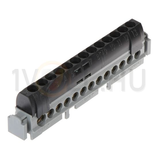 Elosztókapocs fekete 13P csavaros 12csatl./16mm2 1csatl./25mm2 kalapsínre Lexic LEGRAND - 004854