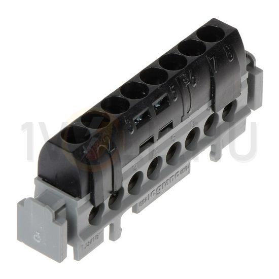 Elosztókapocs fekete 8P csavaros 8csatl./16mm2 kalapsínre Lexic LEGRAND - 004852