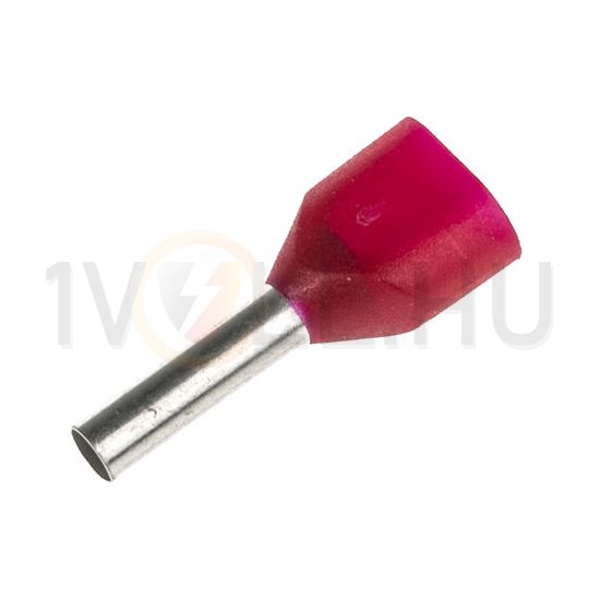 Érvéghüvely szigetelt iker 2x 10mm2 14mm piros TRACON - E24I