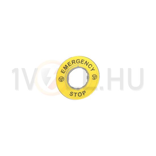 Felirati gyűrű EMERGENCY STOP sárga kerek 60mm-átmérő Harmony XB4/XB5 Schneider - ZBY9320