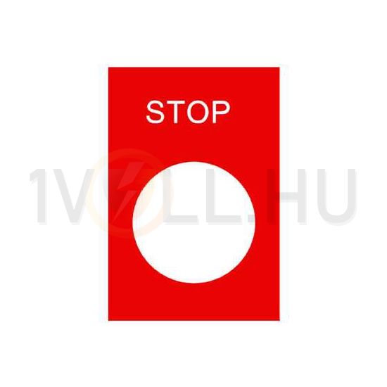 Felirati tábla darukapcsolóhoz STOP piros négyszögletes-forma 30mm-sz 40mm-ma ZB2 Schneider - ZB2BY2304