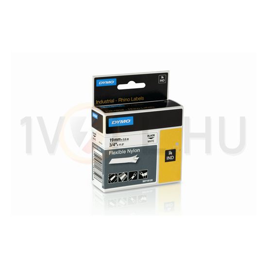 Feliratozó szalag hajlékony nylon fehér/ fekete-betű 19mm x 3.5m RHINO 18759 18489 0718050 DYMO - S0718120