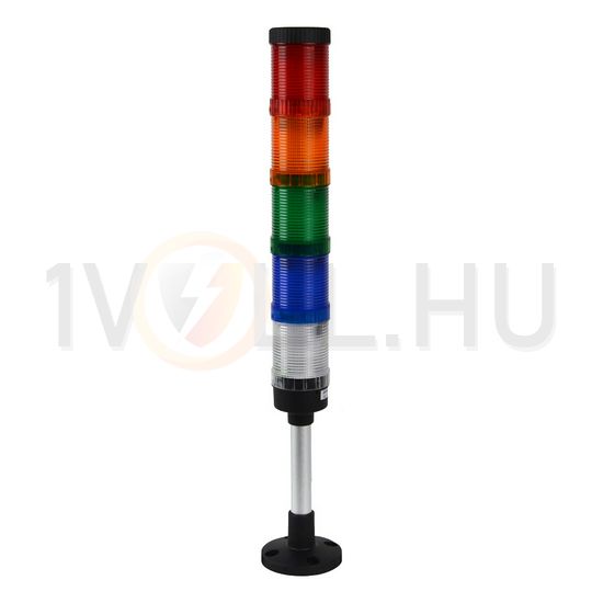Fényjelző oszlop, függőleges alap, (hangjelző nélkül) AC230V, 5 R,Y,G,B,W, IP65 TRACON - NYG3-50RYGBW