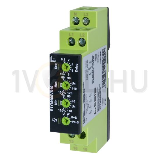 Feszültségfigyelő relé 1/3F+N kiesés/sorrend/növekedés/csökkenés 5A/250V ENYA E1YM400VS10 Tele-H - 1340405