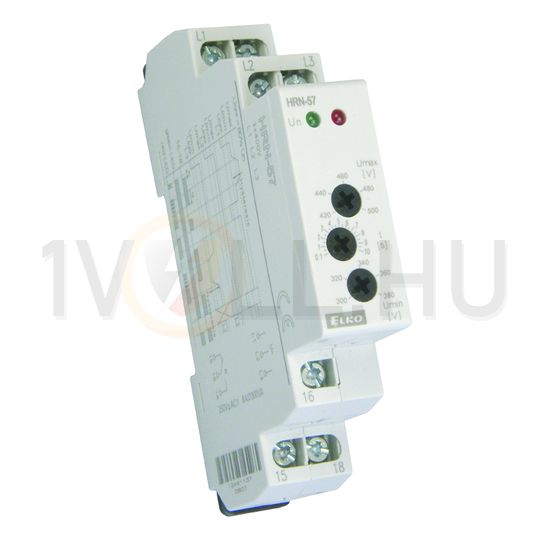 Feszültségfigyelő relé 3F kiesés/növekedés/csökkenés 8A/250V 300-500V AC 1v HRN-57 Elko EP - 3725
