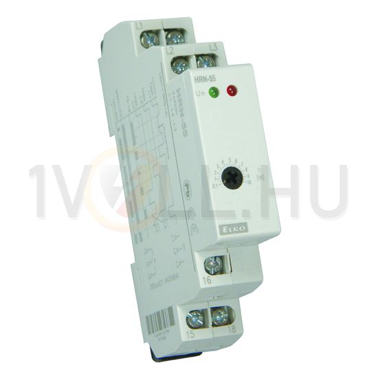 Feszültségfigyelő relé 3F kiesés/sorrend 8A/250V 300-500V AC 1v HRN-55 Elko EP - 3722